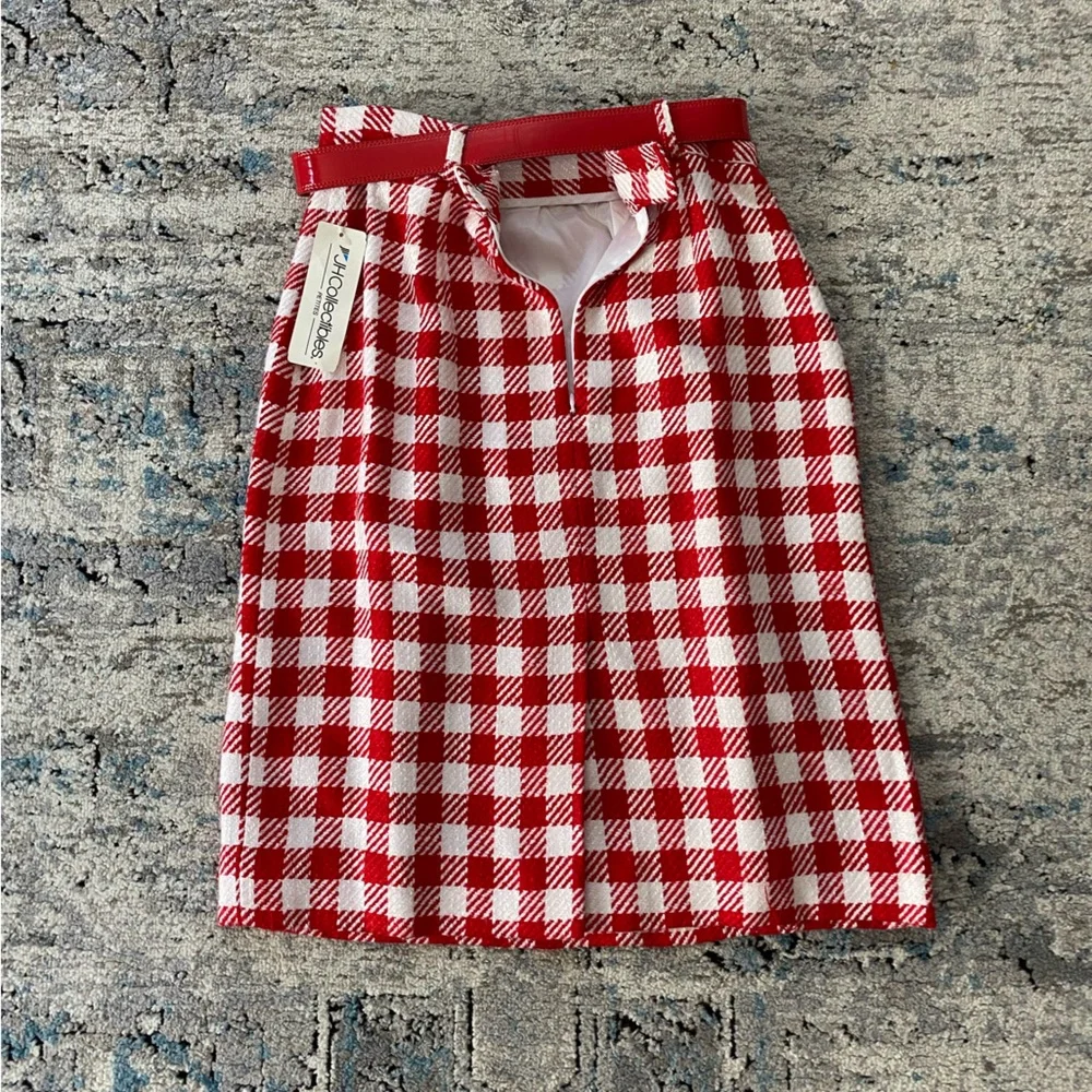 Vintage 80's red and white gingham skirt - Picture 3 of 8